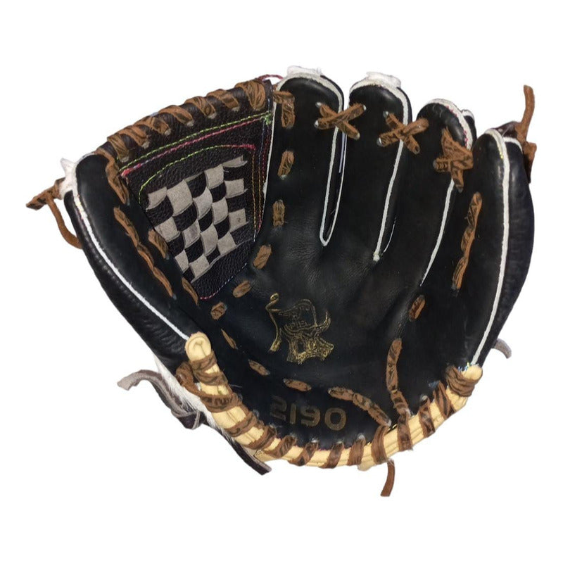 Guante Manopla Beisbol Ed. Rondinelo Piel Genuina 2190 Fpx Negro/blanco Juvenil/ Adulto