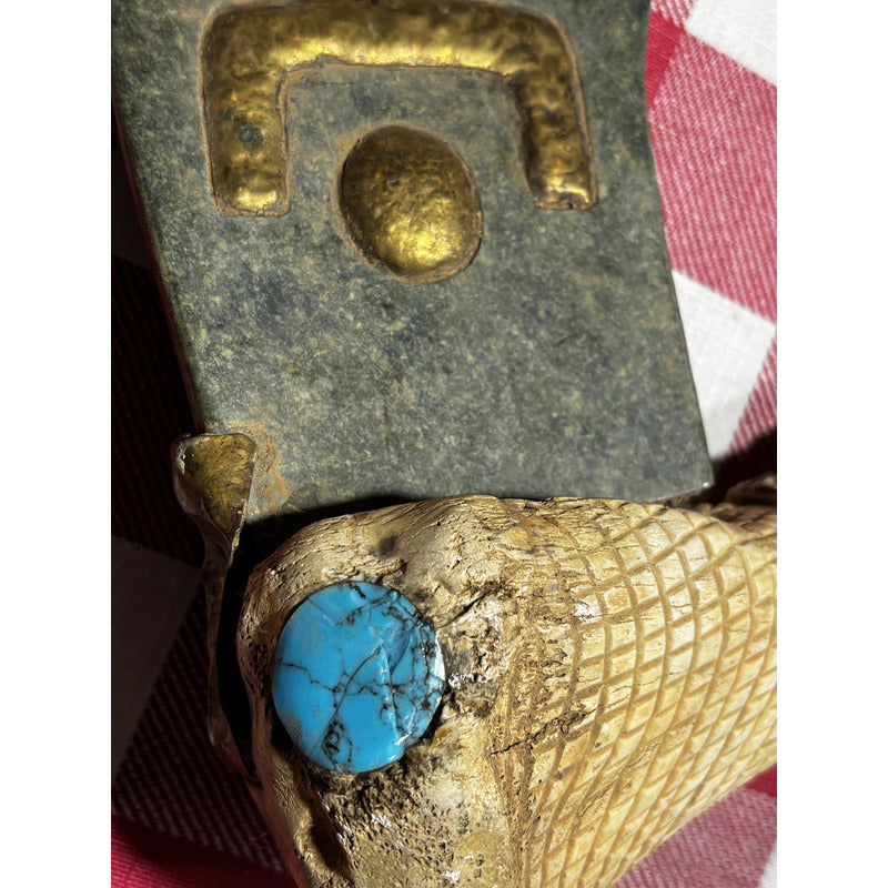 Hacha Cuchillo Antiguo Ritual Cultura Maya Oro Tumbaga Fpx Hueso